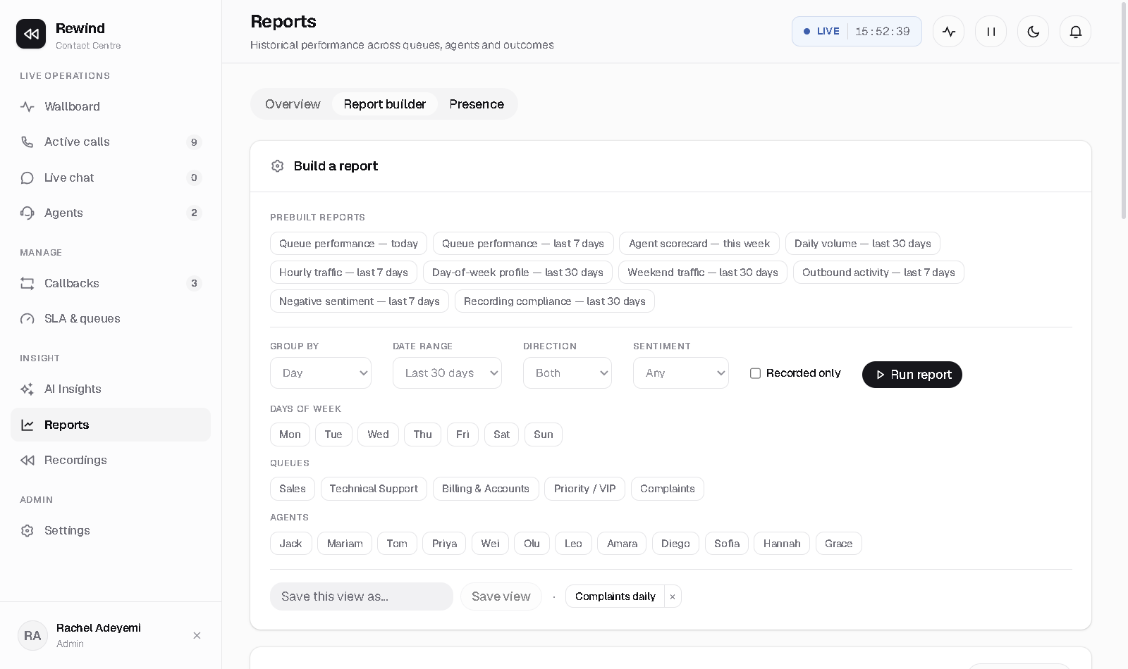 Rewind custom report builder